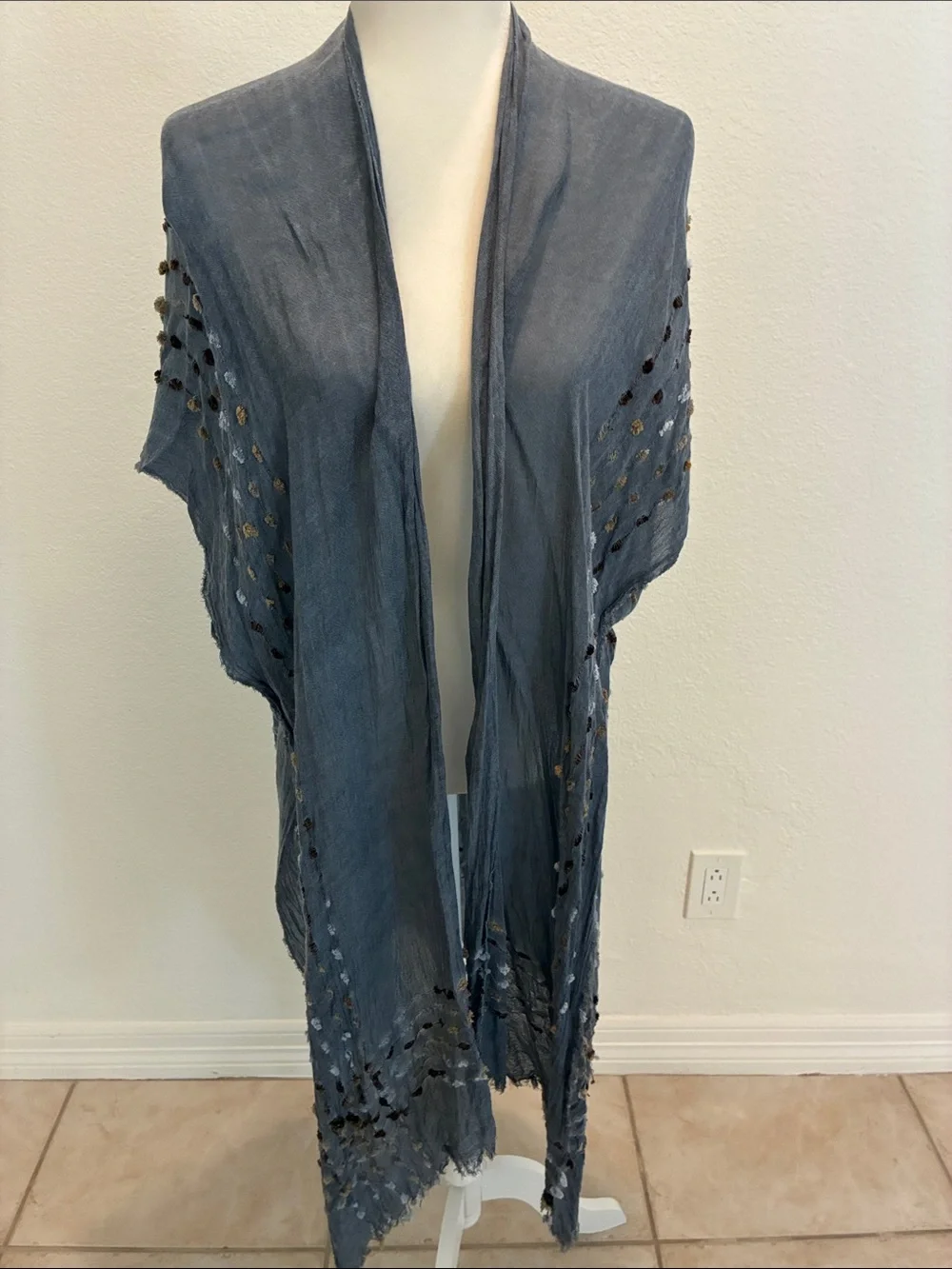 Lightweight Slate Blue Open-Front Wrap - Unbranded